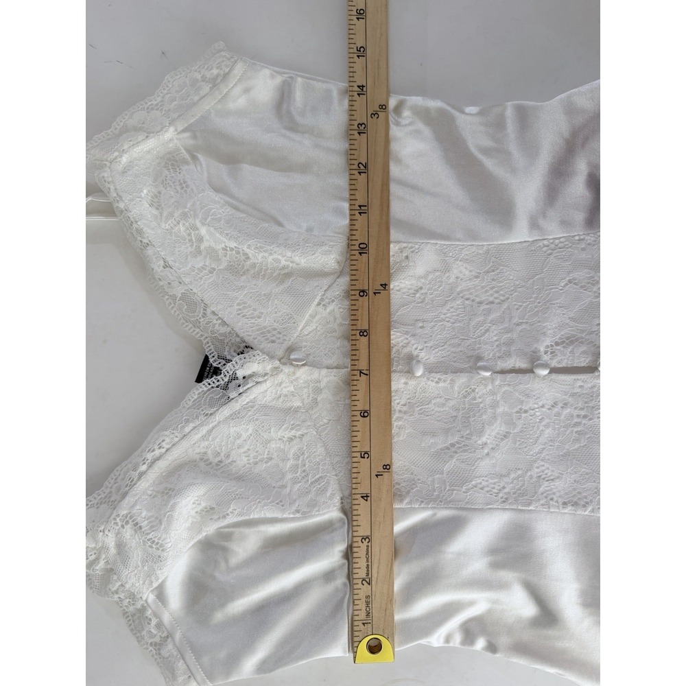 Satin Lace Trim Camisole Top Womens M White Layering Whimsy Fairy Cami Romantic - Picture 9 of 13